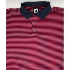 FootJoy Men's‎ ProDry Lisle Performance Dark Pink Navy Stripe Golf Polo Shirt XL